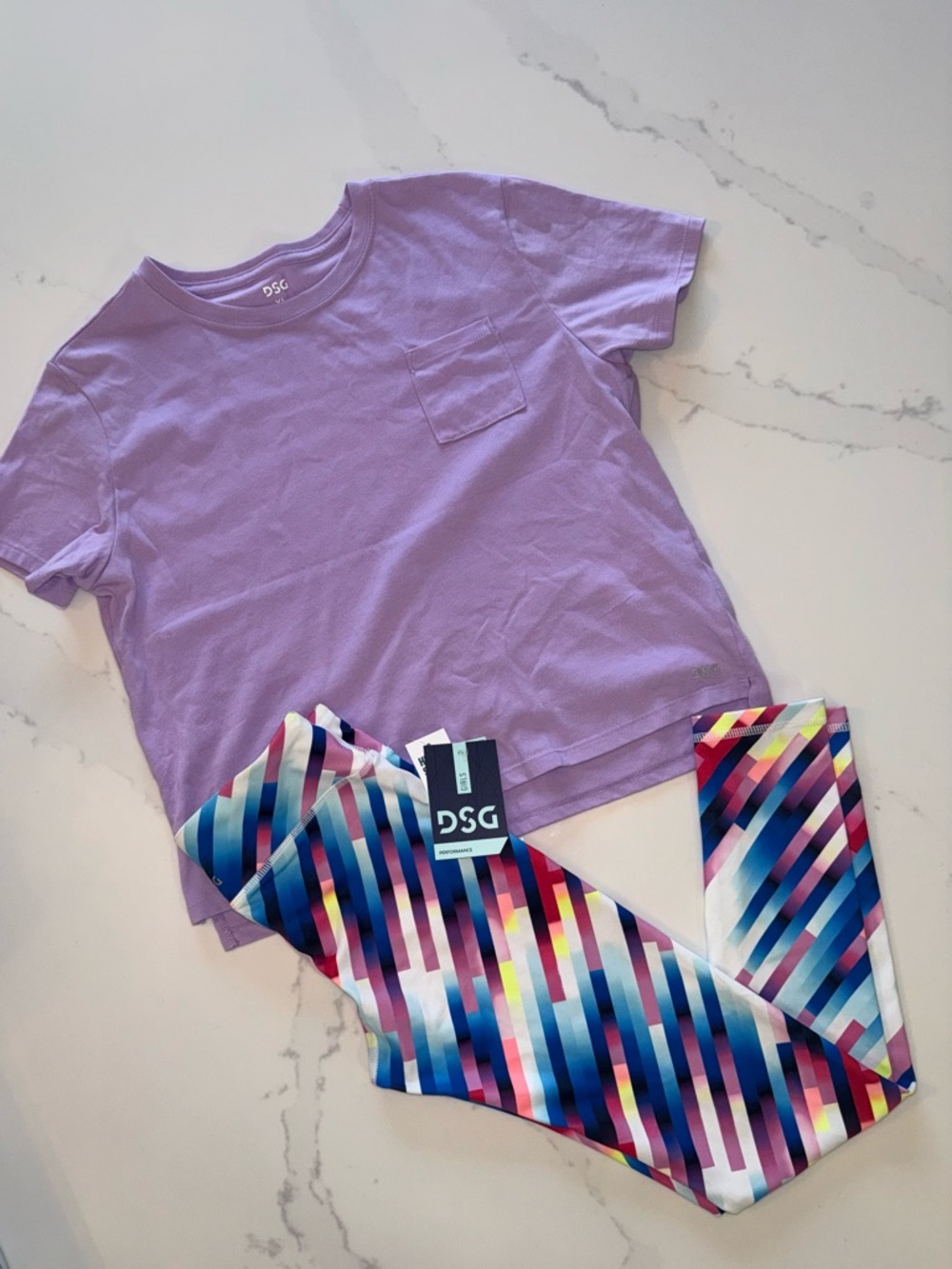 NWT : DSG Girls Multicolor Diagonal Stripe Leggings with matching Oversized Crop